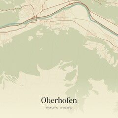 Vintage map of Oberhofen, Austria.