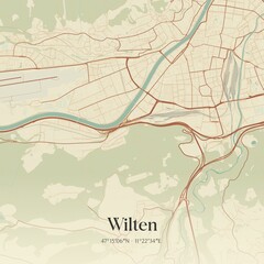 Vintage map of Wilten, Austria.