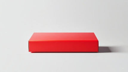 Bright red rectangular box mockup with glossy finish seen from the side on a white background