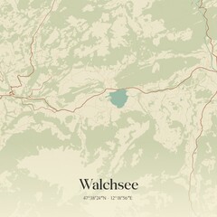 Vintage map of Walchsee, Austria.