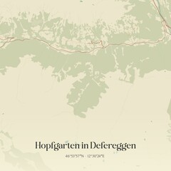 Fototapeta premium Vintage map of Hopfgarten in Defereggen, Austria.