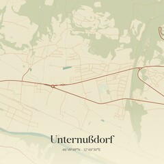 Vintage map of Unternußdorf, Austria.