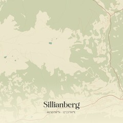 Fototapeta premium Vintage map of Sillianberg, Austria.