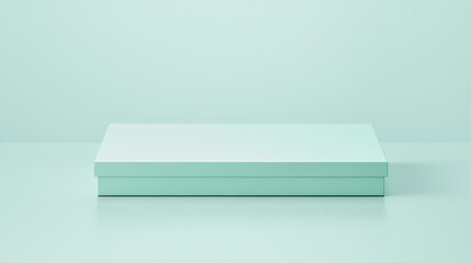 Elegant matte rectangular grey box mockup on mint green background for versatile design use