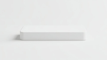 Fototapeta premium Minimalist rectangular box mockup with clean white packaging design isolated on white background