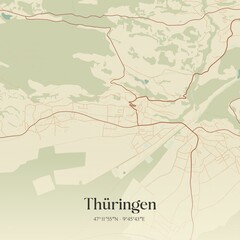 Vintage map of Thüringen, Austria.