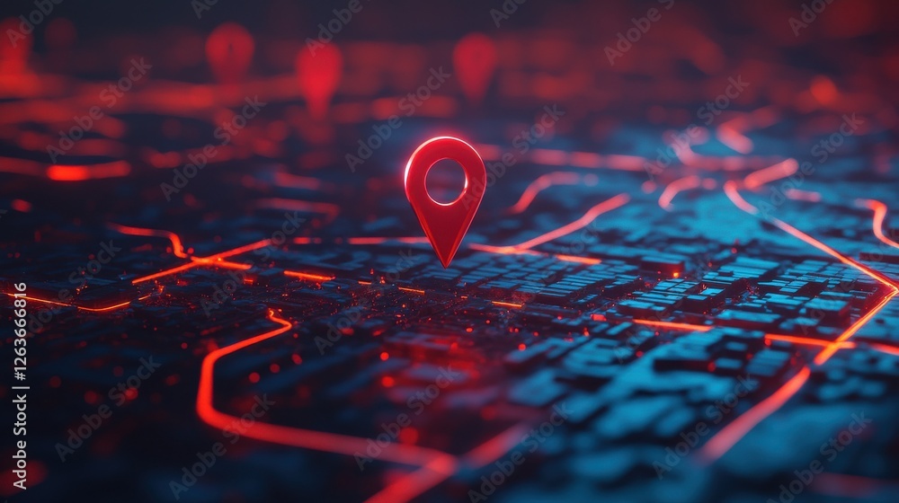 Aufkleber red geolocation marker on the map in 3d style. navigation system. pin