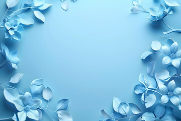 Fototapeta premium Elegant blue floral arrangement with soft petals against a serene background, perfect for invitations