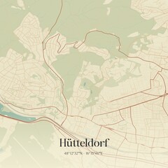 Vintage map of Hütteldorf, Austria.