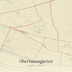 Vintage map of Oberbaumgarten, Austria.