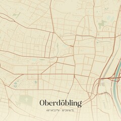 Vintage map of Oberdöbling, Austria.