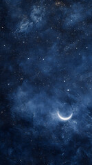 Fototapeta premium Celestial Symphony: An Ethereal Night Sky with Constellations and Crescent Moon
