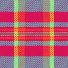 Vibrant plaid pattern in bold hues.  Perfect for textile design, fashion, or website backgrounds.  The intersecting lines create a dynamic visual texture, conveying energy and style.