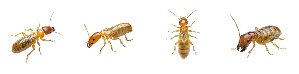Set of Realistic Termite Insects Isolated on Transparent Background