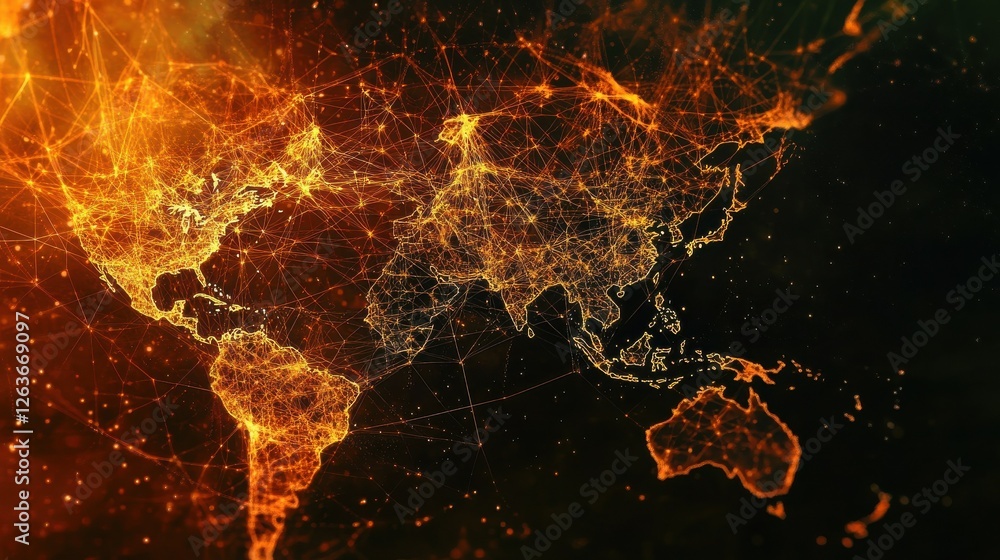 Poster networking world map texture, low poly earth map. vector global communication concept. illustration 