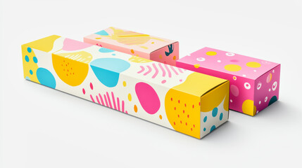 Bright and playful rectangular packaging boxes mockups suitable for children's products