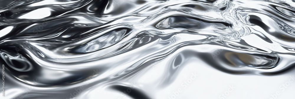 Poster elegant liquid metal texture with swirling patterns and reflective properties