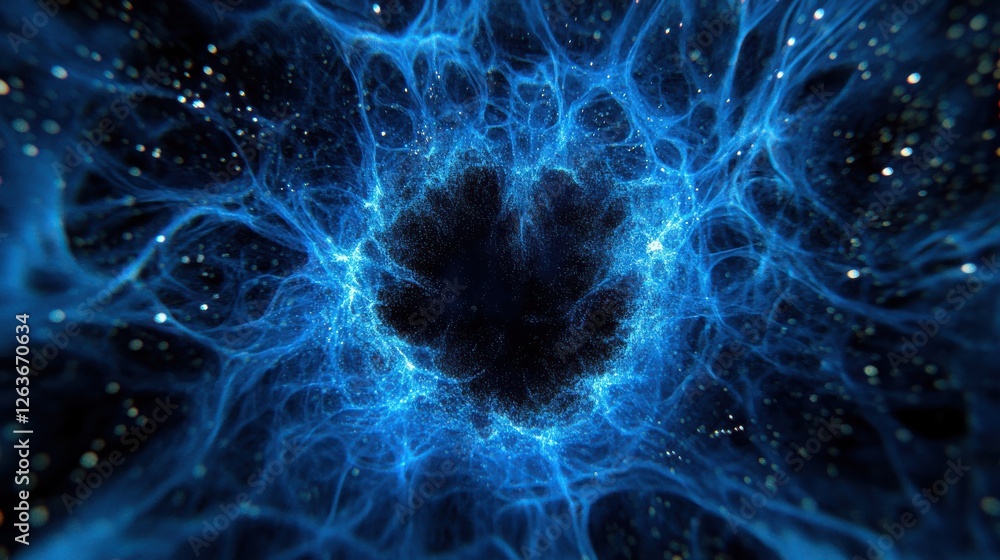 Poster captivating abstract blue sparkling particle background for creative design.