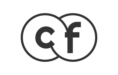 Obraz premium CF business company emblem with outline rounds and letters c f. Logo template of two merged circles for brand identity, logotype. Vector Infinity symbol