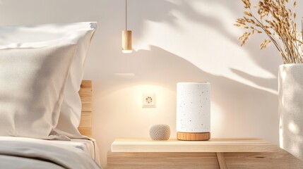 A classic table lamp, perfect for bedroom lighting, offering a warm, inviting atmosphere in any modern home.