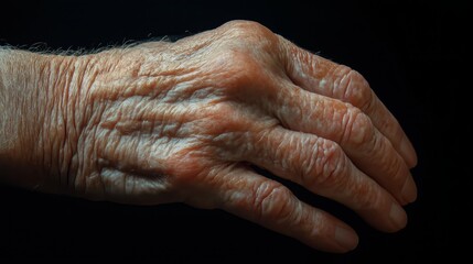 Fototapeta premium Close-up of an elderly hand showcasing age and experience with intricate details