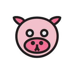 Simple vector design illustration of pig flat icon. 