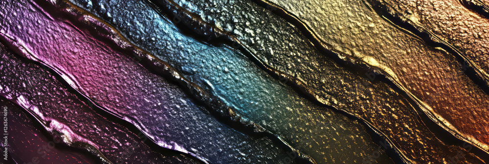 Poster metallic paint texture displays dynamic chameleon effect with shifting colors