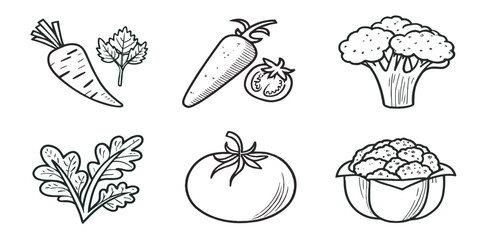 Abstract set of vegetable simple related fruit and vegetable icons vector illustration
