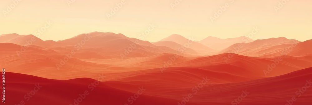 Aufkleber vast open landscape during sunset with layered red and orange mountains in the horizon. generative a