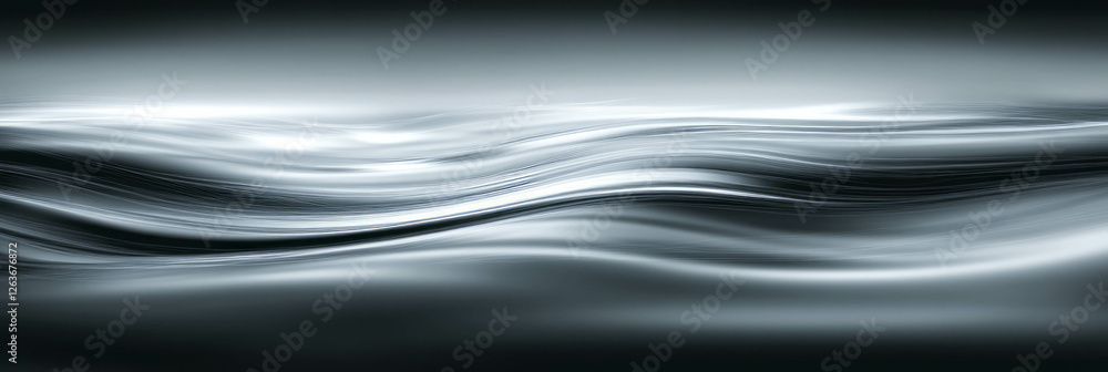 Poster mottled black and white texture featuring blurred linear patterns with soft lighting effects