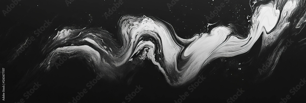 Poster mottled black and white texture featuring swirling patterns and a soft blurred effect