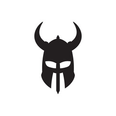 Viking helmet silhouette flat icon vector design illustration. Strong warrior helmet, barbarian soldeir helmet vector design illustration. 