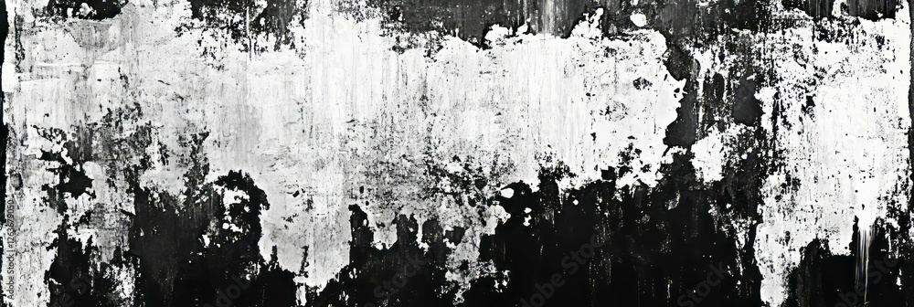 Poster mottled black and white texture with chaotic overlapping areas and deep shadows