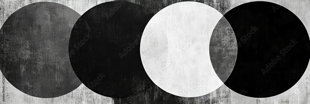 Aufkleber mottled black and white texture with overlapping circles and shadows creates visual chaos