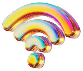 Obraz premium PNG A glass wifi sign icon illustration rainbow connectivity.
