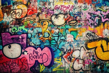 Obraz premium Vivid urban graffiti wall capturing street art energy. Neural network AI generated