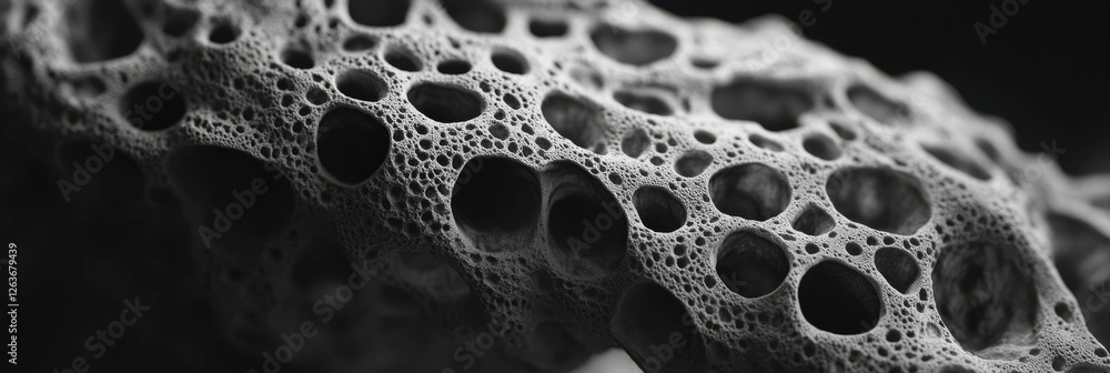 Poster mottled black and white texture with overlapping shapes and soft lighting creates visual depth