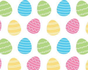 A pattern of different easter eggs. Simple flat illustration. Vector background