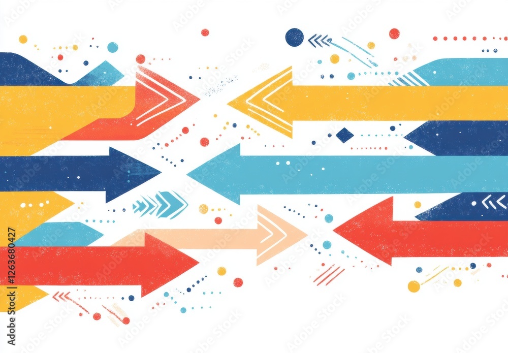 Poster abstract, colorful arrows and paths on a white background a business growth concept with copy space 