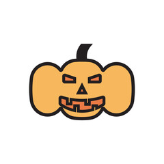 Vector illustration of pumpkin flat icon design. Halloween theme icon vector design illustration. 