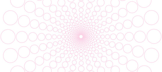 White abstract background with pink circles  in the form of rays