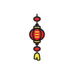 Red lantern and ornaments icon vector design illustration. Chinese new year theme icon vector design illustration. 