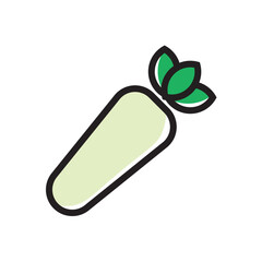 Green turnip flat icon vector design illustration. Fresh vegetable icon vector design. 