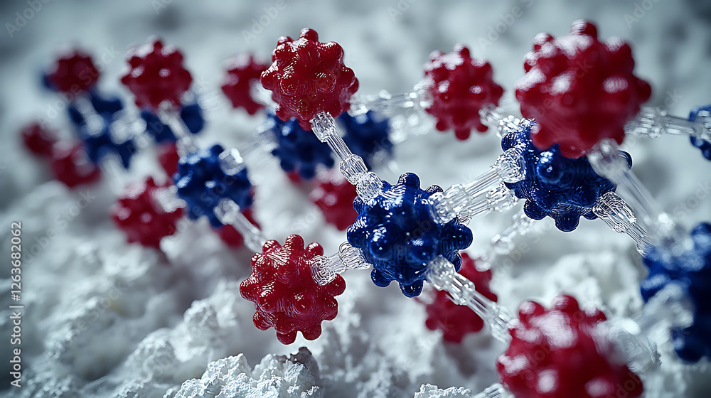 Poster microscopic 3d render of a complex molecular structure.