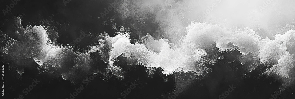 Poster mottled grayscale texture with large overlapping patches and high contrast chaos