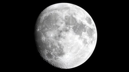 Gibbous moon, night sky, celestial body, space exploration, science background