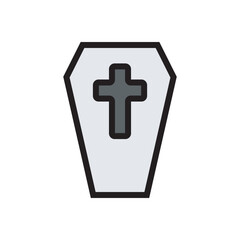 Fototapeta premium Coffin icon design illustration. Coffin with church line icon vector design illustration. 