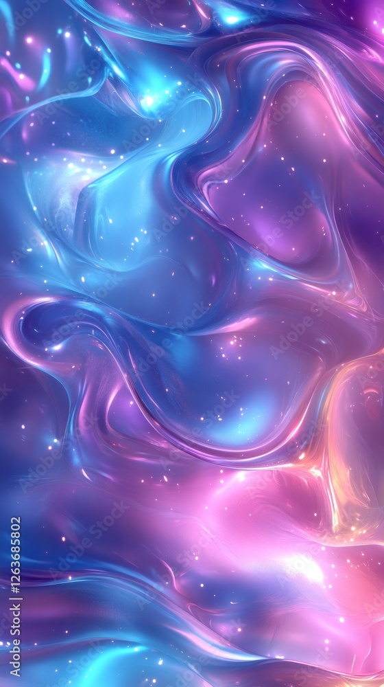 Poster fluid colorful abstract backdrop featuring shimmering, swirling texture with dynamic glittery moveme