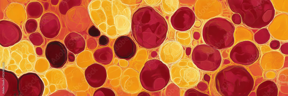 Aufkleber mottled red and yellow texture with rounded patches in high contrast display