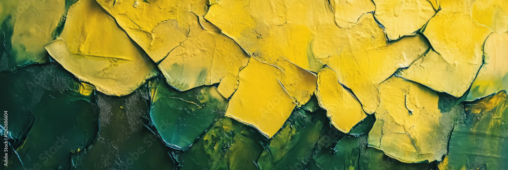 Poster mottled yellow and green texture with sharp edges and bright highlights in abstract design